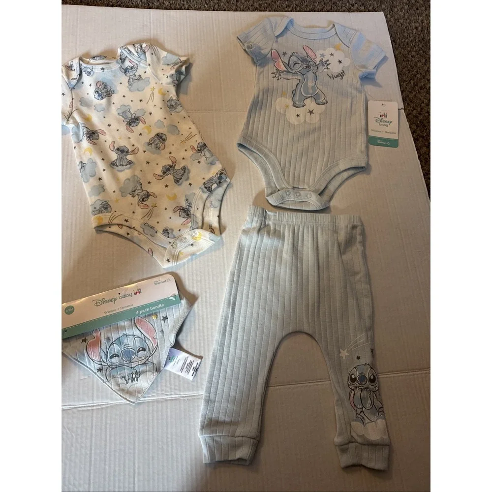 Disney Baby Size 4pc Stitch Outfit Set Sleeper 6-9 Months